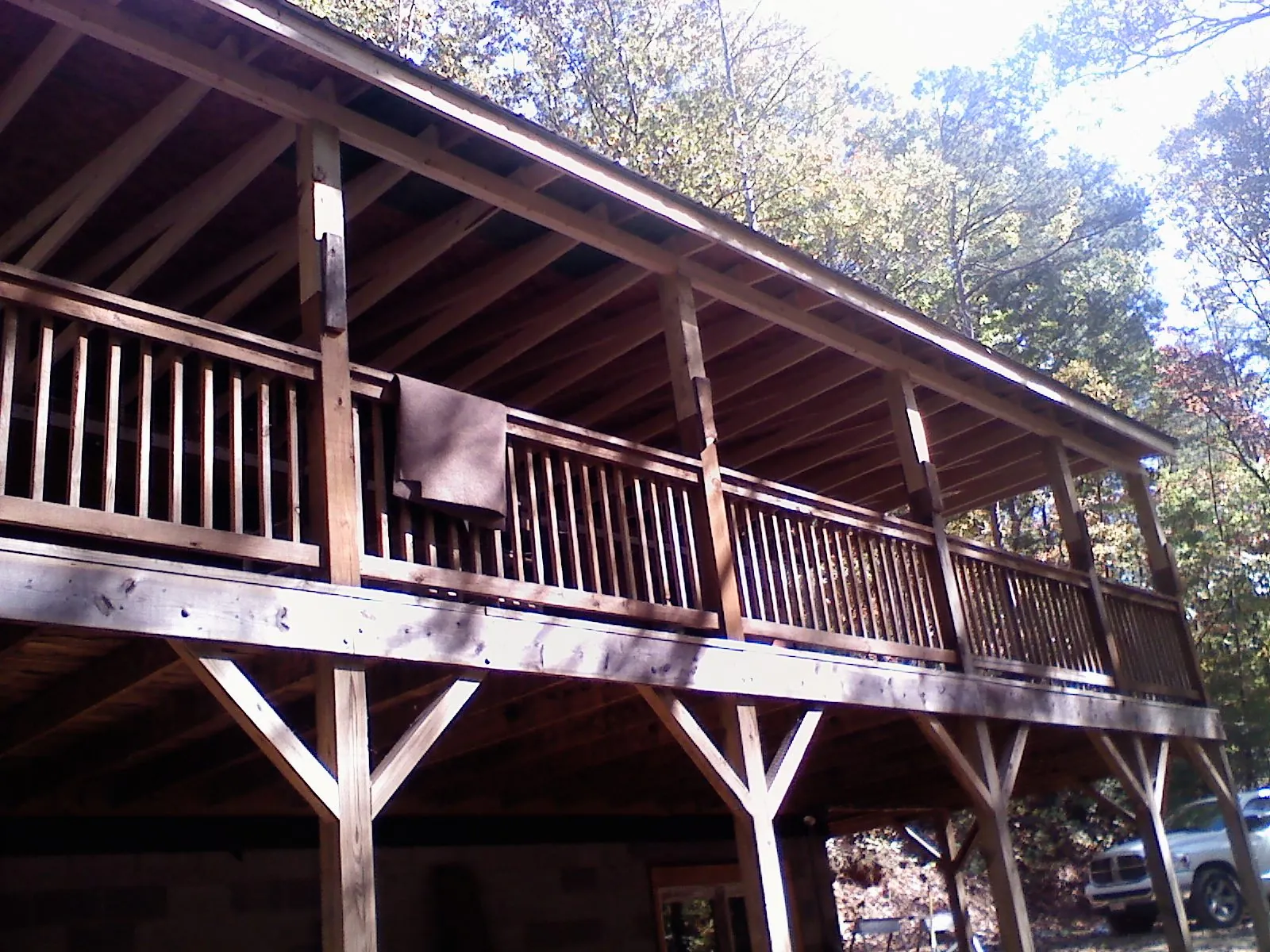 Timber framing under a new elevated porch and deck — Roof Leak Repair in Sutter Creek by Roofing Brothers